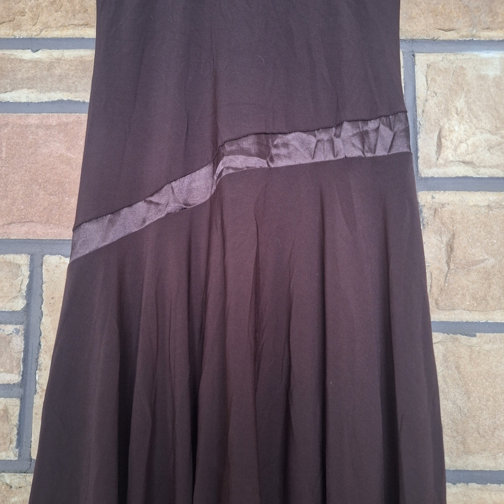 Taboo Vintage Y2K Espresso Brown Asymmetrical Hem Halter Mini Dress M - Picture 3 of 9